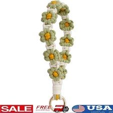 Handmade Macrame Keychain Bohemian Flower Lanyard Wristlet Soft Cotton Keys Bags