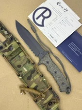 🔪 CHRIS REEVE PACIFIC COMBAT KNIFE FIXED SERRATED BLADE MICARTA HANDLE + SHEATH