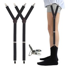 Elastic Shirt Stays Holder for Men with Non Slip Locking Clamps