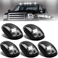 5Pcs Smoked LED Cab Marker Lights White 9 LED Roof Top Clearance Lights Running