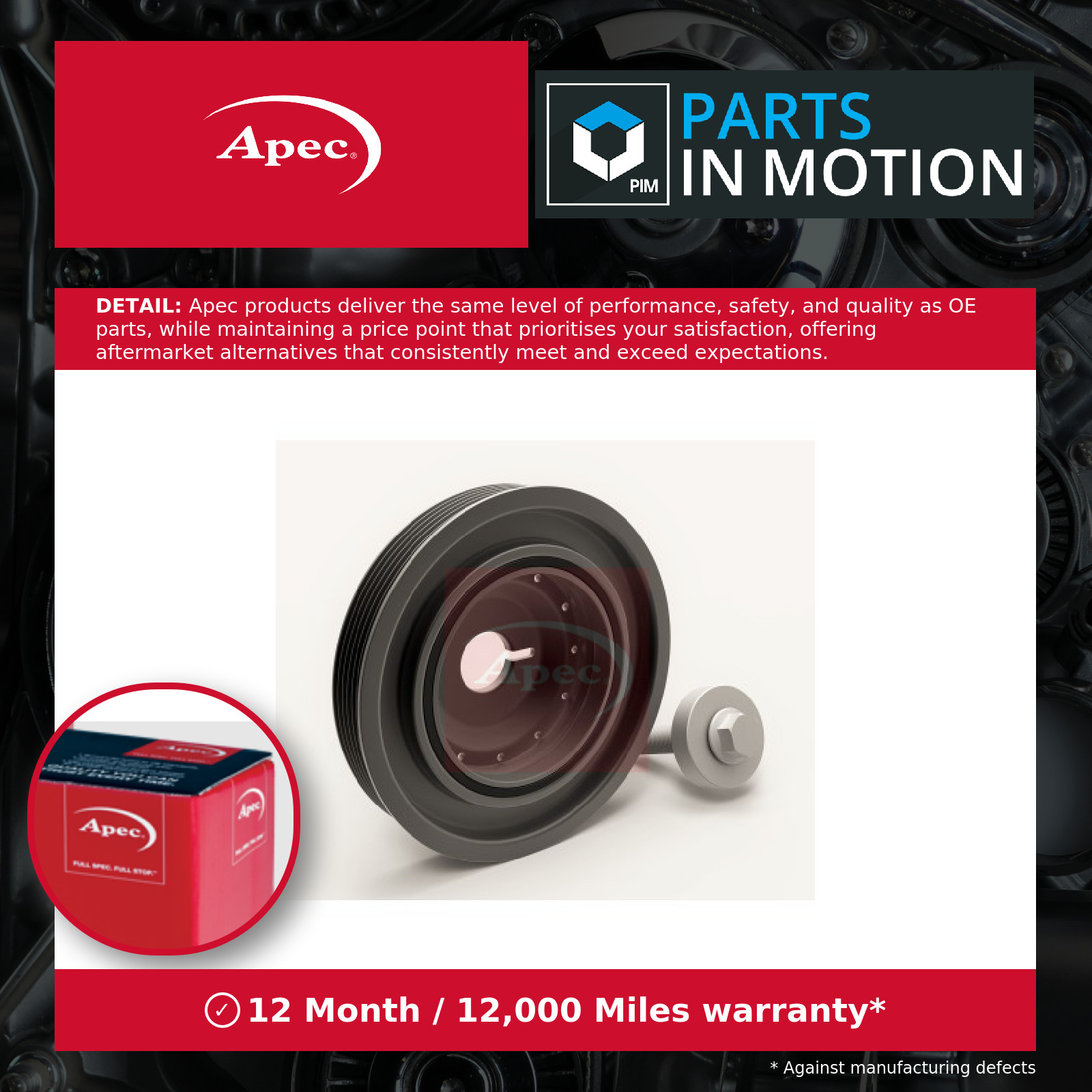 Crankshaft Pulley (TVD) fits RENAULT FLUENCE L3 1.6 2010 on Apec Quality New