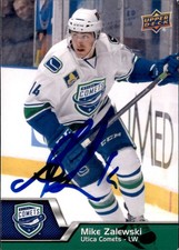 Mike Zalewski Signed Autographed 2014-15 Upper Deck AHL card Utica Comets