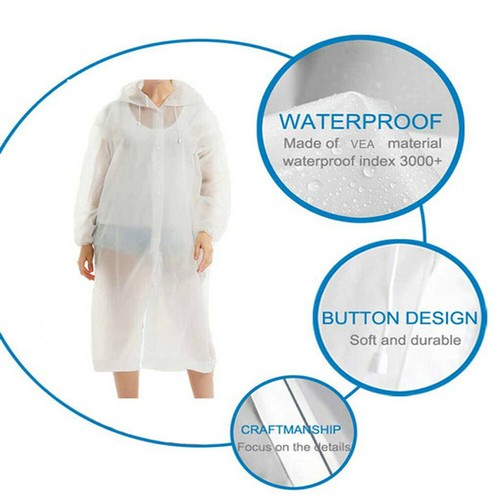 Unisex Adult Waterproof Raincoat Rain Coat Hooded Jacket Poncho Rainwear Camping - Picture 25 of 33