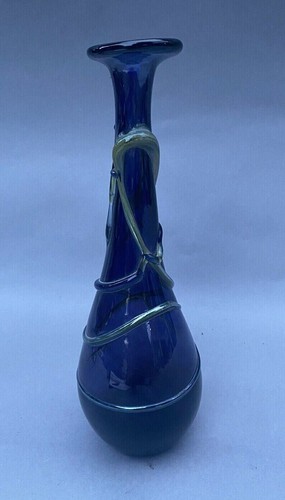 MCM Organic Abstract Modern Design Cobalt Art Glass 10" Vase signed Schmidt - Picture 7 of 7