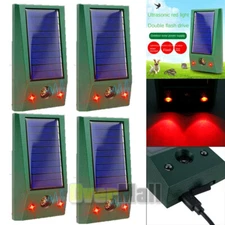 1-4 Solar Ultrasonic Cat Dog Repellent Fox Pest Scarer Deterrent Repeller Garden