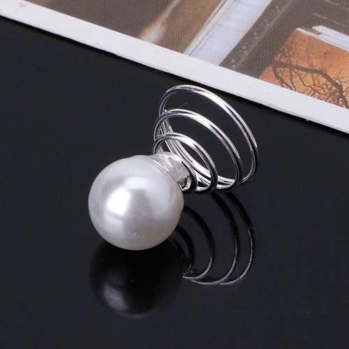 Fashion Wedding Bridal Jewelry Flower Spirals Twist Pins Crystal Pearl Hair Clip - Picture 7 of 11
