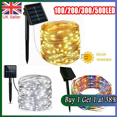 10M 20M 30M LED Solar String Lights Waterproof Copper Wire Fairy Outdoor Garden