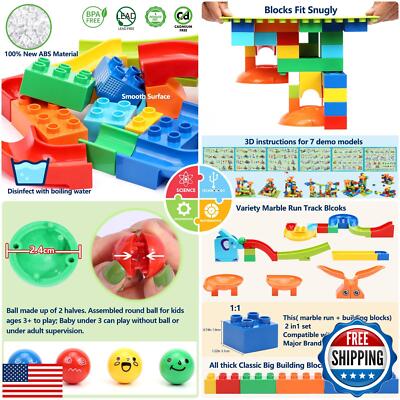 COUOMOXA Marble Run Building Blocks: STEM Ball Track Game Set