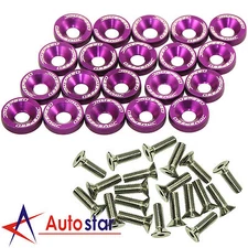 20pcs Purple Billet Aluminum Fender/Bumper Washer/Bolt Engine Bay Dress Up Kit