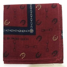 ART RED LUCKY CHARM HORSESHOE HANDKERCHIEF VINTAGE COTTON MEN POCKET SQUARE 16"