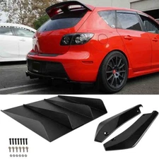 For Mazda Speed 3 07-19 Rear Bumper Diffuser 4-Fin Spoiler Lip + Rear Spats US