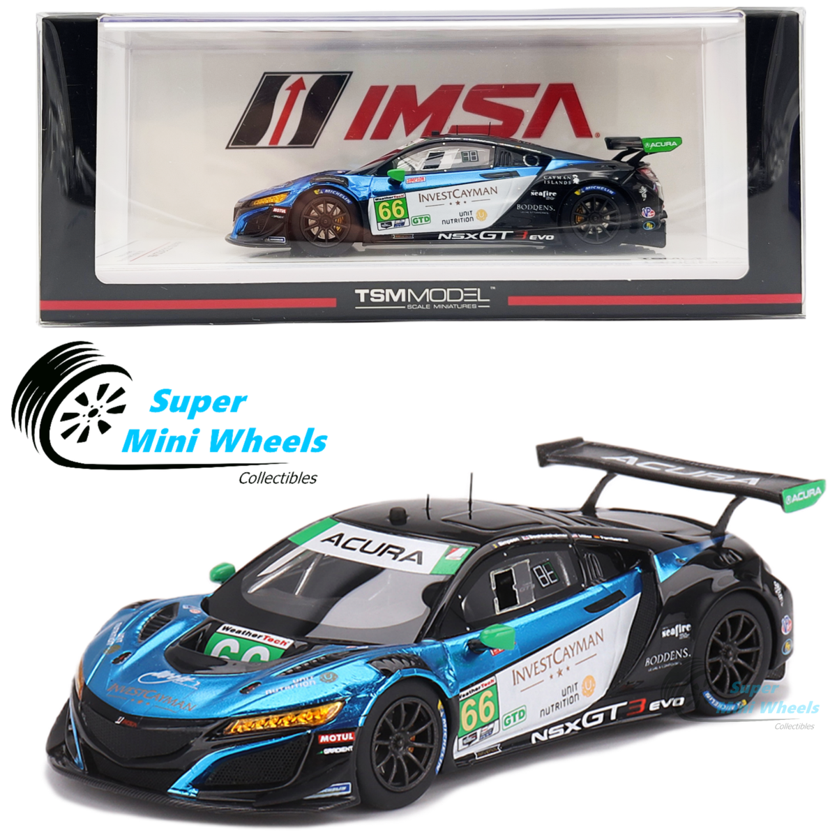 TSM-Model 1:43 Acura NSX GT3 EVO22 #66 2022 IMSA Daytona 24 Hrs