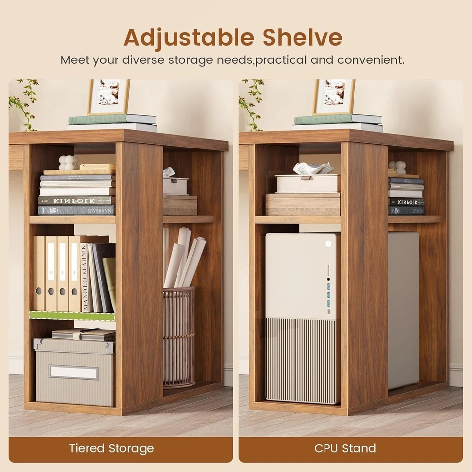 Escritorio en forma de L de granja de 67", escritorio ejecutivo con escritorio de computadora de esquina de 3 cajones Foto 4 de 4