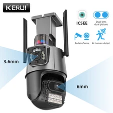 ICSee Dual Lens WiFi IP Camera Wireless Outdoor CCTV PTZ Home Security IR Cam US