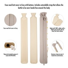 Hot Water Bottle With Cover Fleece Luxury Soft Fluffy 2L Large Rubber Faux Fur