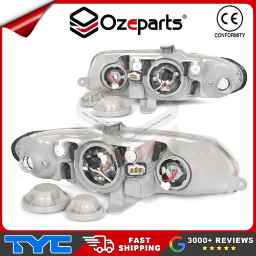 TYC Pair LH+RH Head Light Black Tear Drop For Holden Commodore VX VU SS 00-02 - Picture 2 of 6
