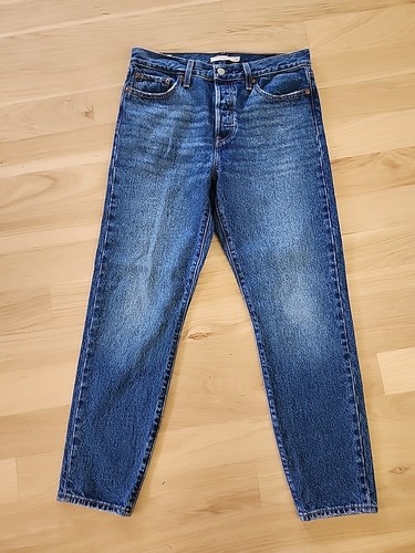 Levi's Wedgie Straight Jeans Damen 29 Dunkelblau Stretch Denim Button Fly Big E
