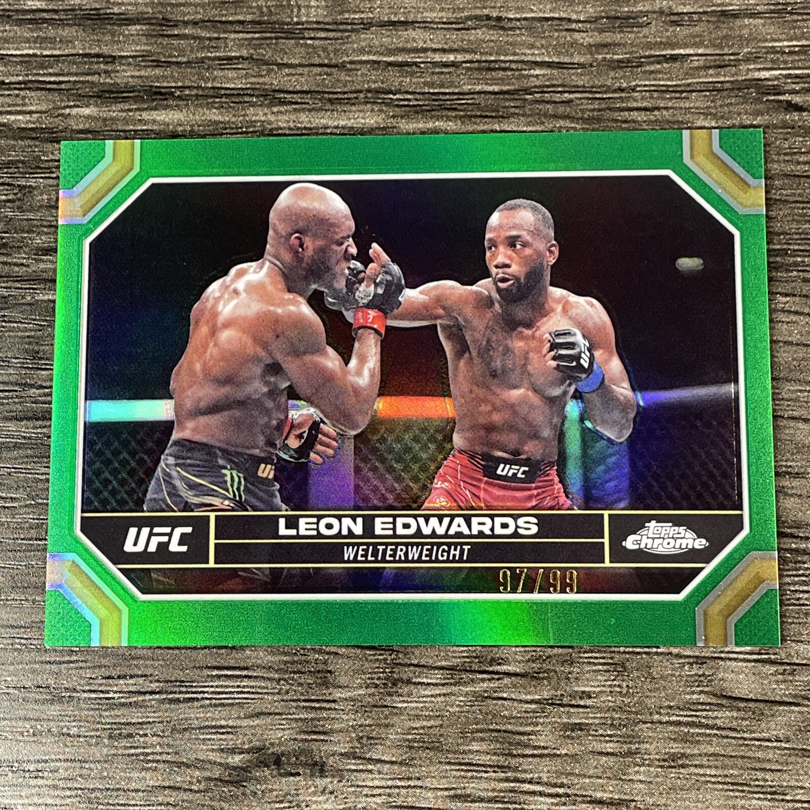 2024 Topps Chrome UFC Leon Edwards Green Refractor /99