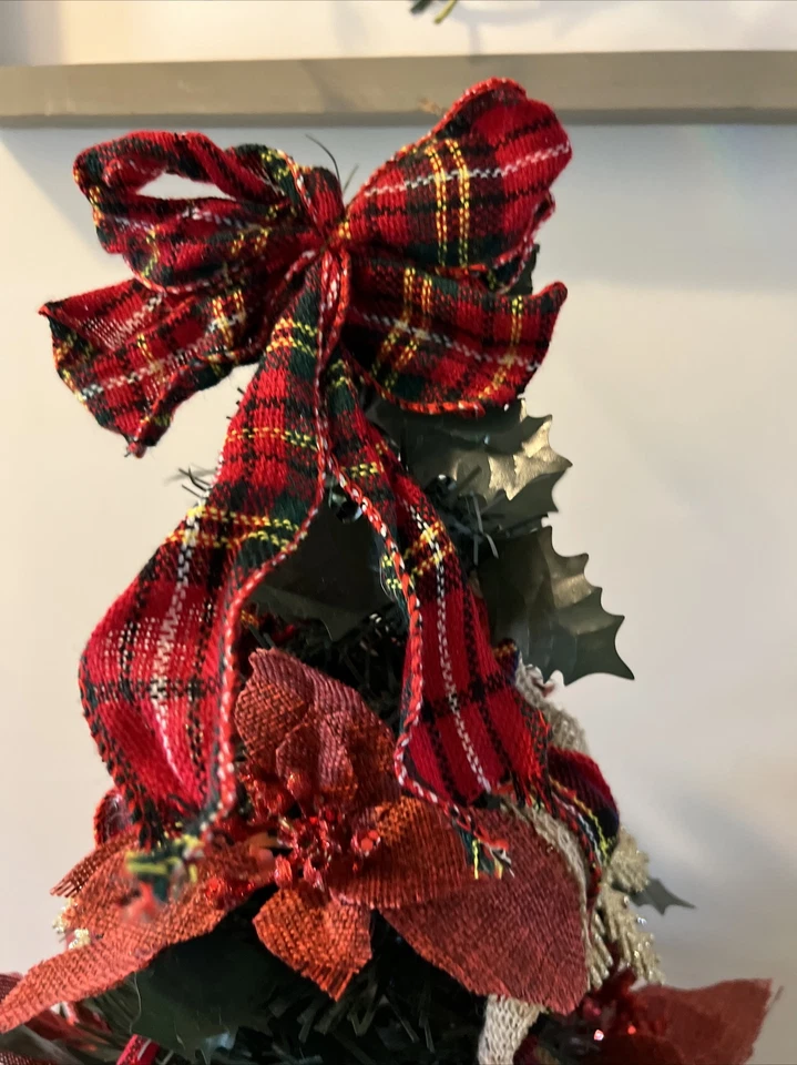 NEW Barbara King 24" Illuminated Tabletop Pop-Up Tree RED PLAID - Image 2 of 4
