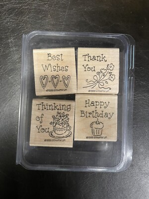 Happy Birthday, Best Wishes, Thank You Wooden Rubber Craft 4 Stamp Bundle!
