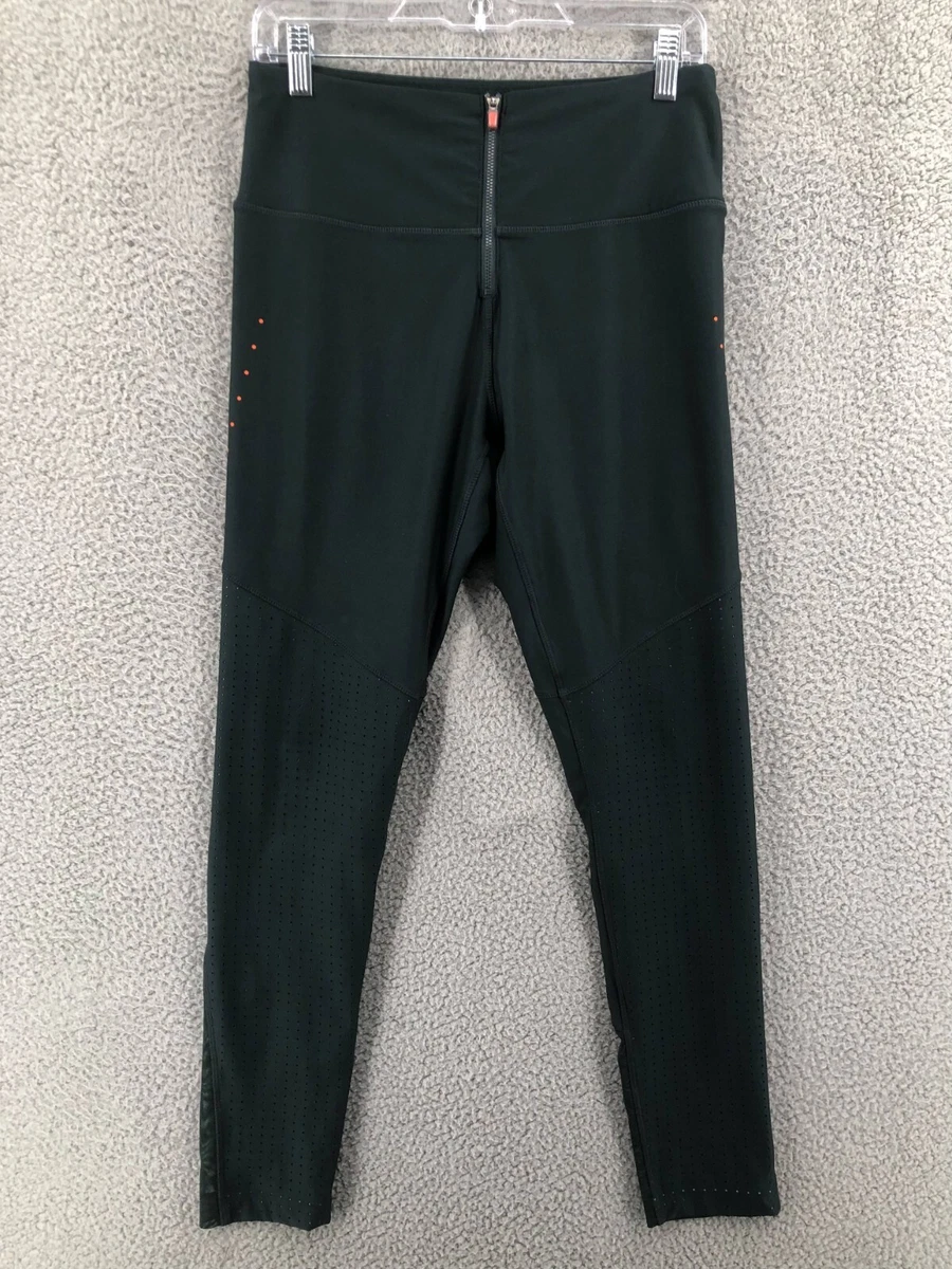 Mondetta Leggings Yoga Pants Zip Front Perforated Mesh Women’s Medium Green  5526