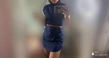 Women’s stretch Chiffon casual mini dress with belt -XL