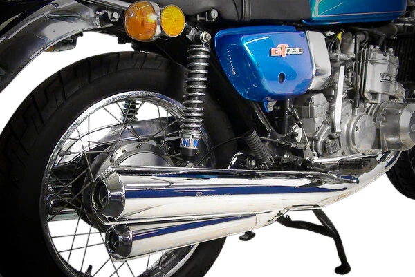 Sistema de escape cromado completo Suzuki GT750 1975-1977 Delkevic restaura tu GT hoy Foto 4 de 4