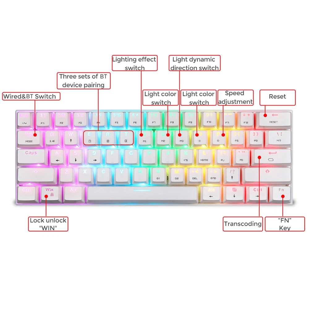61-Key Gaming Mechanical Keyboard with Blue Switch and Backlight B2I1