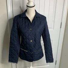 Joules Navy Blue Quilted Chore Field Coat Jacket Size 8 Us Preppy