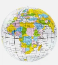 Inflatable Globe Transparent Colorful World Map Earth Educational Geography Toy