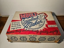 Vtg Retro Mouli Salad Maker Food Processor France 5 Blades In Original Box