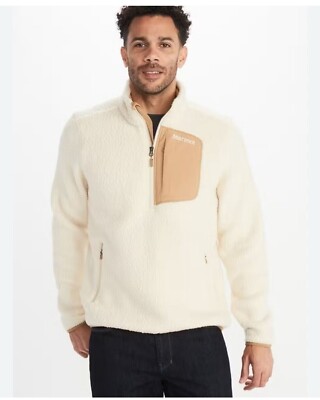 $150 Marmot Wiley Fleece Jacket Half Zíper Size XL - Cream Polartec