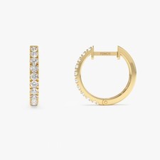 0.30Ct Round Cut Natural Diamond Womens Mini Hoop Earrings 14k Gold Promise Gift