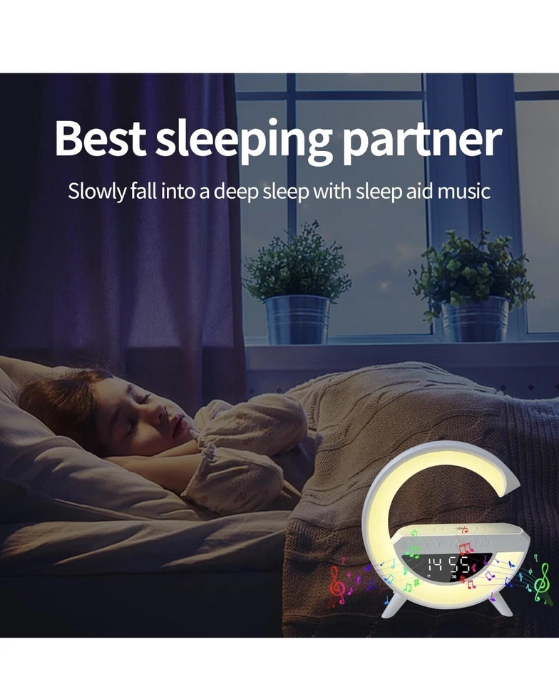 6 in 1 Wireless Charger Night Light App Control Bluetooth Speaker Alarm Clock - Image 3 of 4
