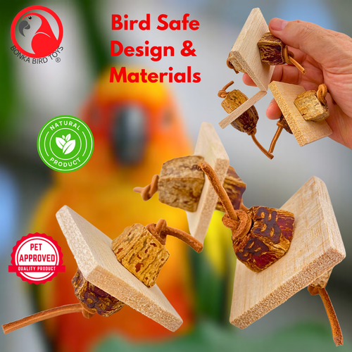 Bonka Bird Toys 1127 Pk3 Balsa & Bark Chew Natural Foot Talon Parrot Cage Toys - Picture 4 of 7