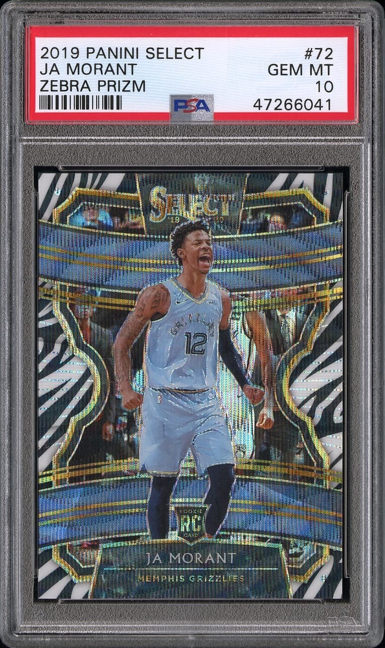 2019-20 Panini Select Zebra Prizm #72 Ja Morant RC Rookie PSA 10 GEM MINT
