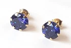 9ct Gold 6mm Large Round Purple Tanzanite Stud Earrings X'mas Bday Gift BOX NEW