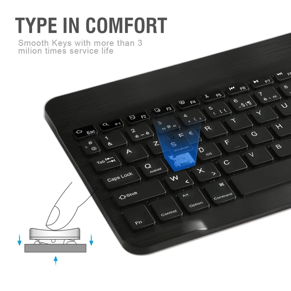 Clavier sans Fil Rétroéclairé Bluetooth Clavier AZERTY pour iPad Pro Air Mac ... - Photo 3/4