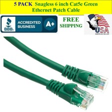 5 PACK 6 In Cat5e Green Network Ethernet Patch Cable Computer LAN 1 Gbps 350MHz