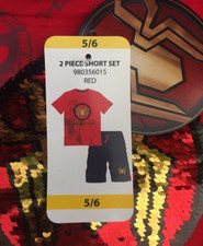 Boys Spiderman 2 Piece Knit Short Set With Sparkly Graphic 5/6 Or 7/8