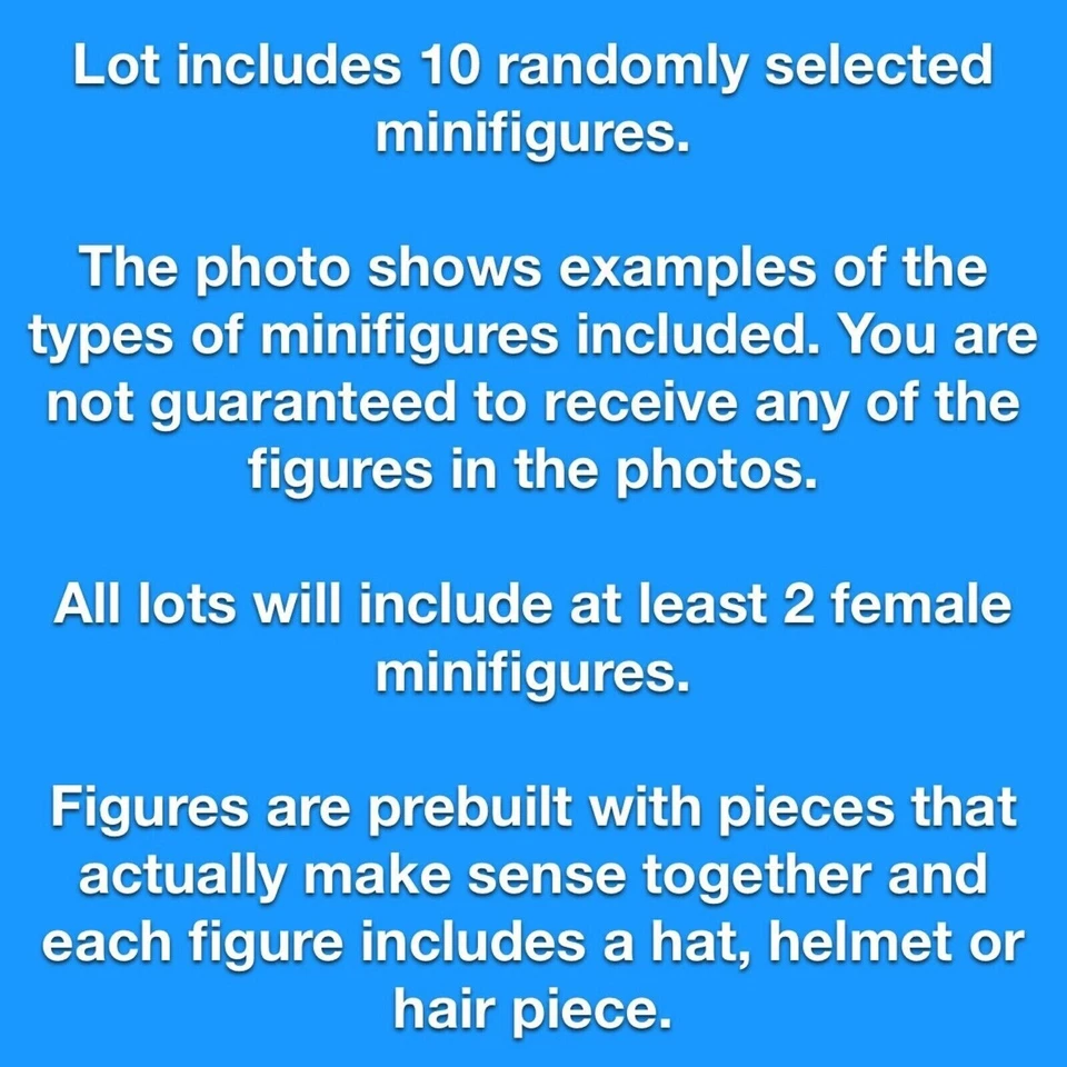 LEGO Lot of 10 Minifigures City Town People Randomly Selected w/ Accessories - Image 3 of 4