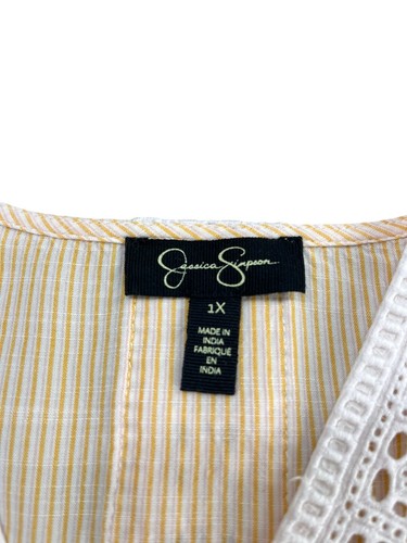 Jessica Simpson Women Orange Striped Lace Accent Blouse 1X - Picture 5 of 5
