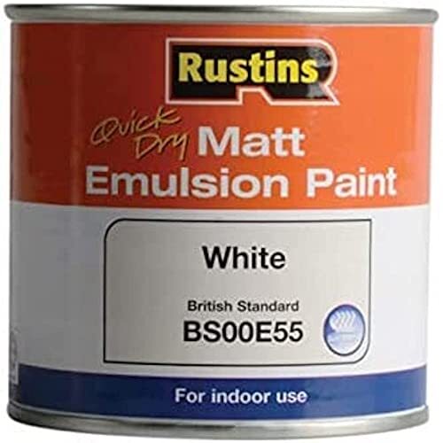 Matte White Emulsion Paint Rustins 250ml Quick Dry Interior Exterior Low Odour - Picture 2 of 4
