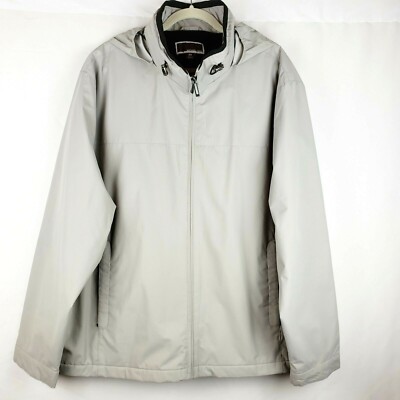 Michael Kors Mens Jacket Size 2X Hidden Hood Beige Zip Front