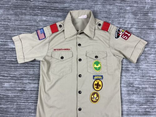 Vintage Boy Scouts of America BSA Shirt Boys 16 Patches, pins, webelos, etc - Picture 3 of 23
