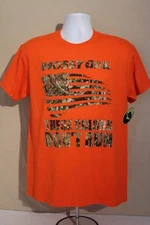 Mens Mossy Oak T Shirt Large Orange Camo US Flag Top Deer Hunting Graphic Tee