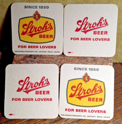 Stroh's Beer Coaster's ... 4 Lot ... Detroit Mi.