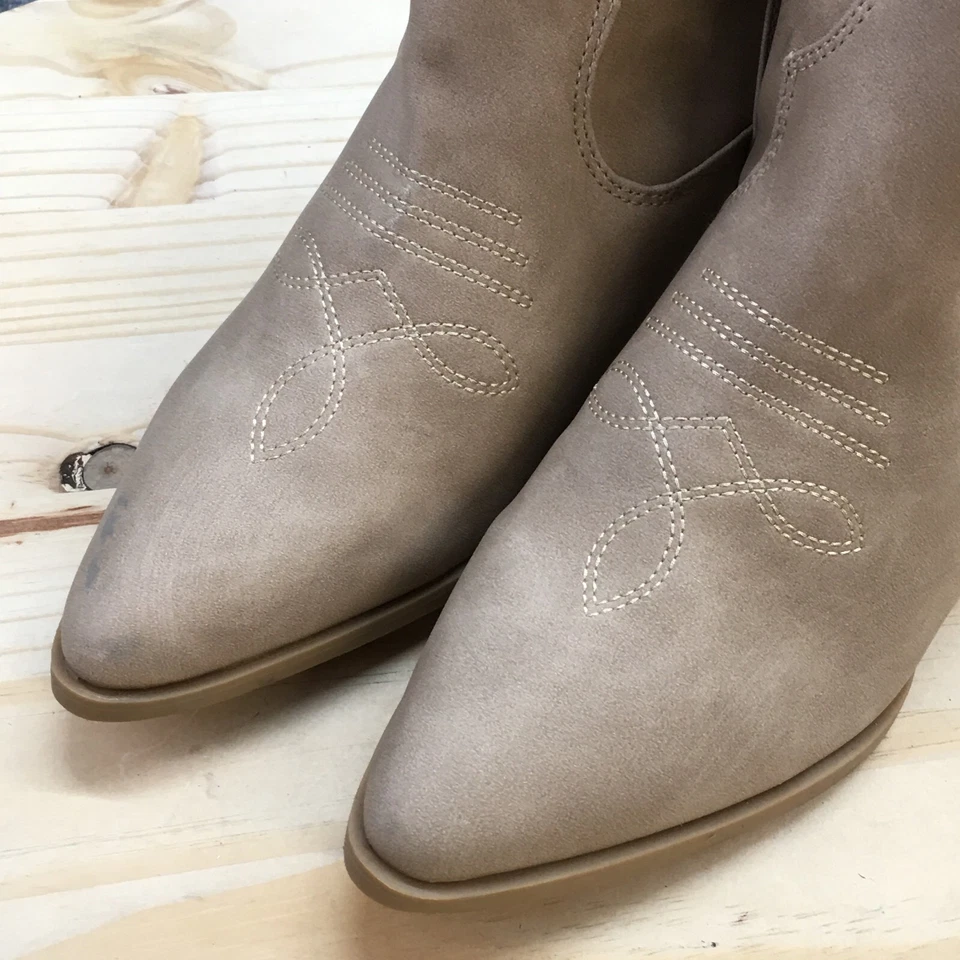 Botas Rachel Zoe para Mujer 9M Rocky Western Vaquero Beige Imitación Cuero Pull On Block Foto 4 de 4