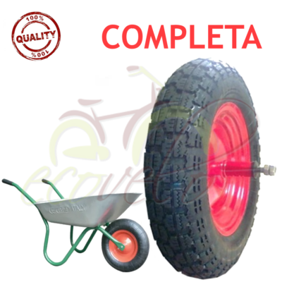 Ruota Pneumatica 3.50-8 Per Carriola - Completa Con Camera Aria, Cerchio Metallo E Asse 155mm - Foto 3