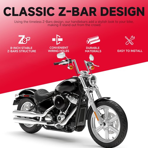 Motorcycle 1" 25mm Handlebars Drag Bar For Honda Shadow Spirit VT 750 600 1100 - Imagen 5 de 15